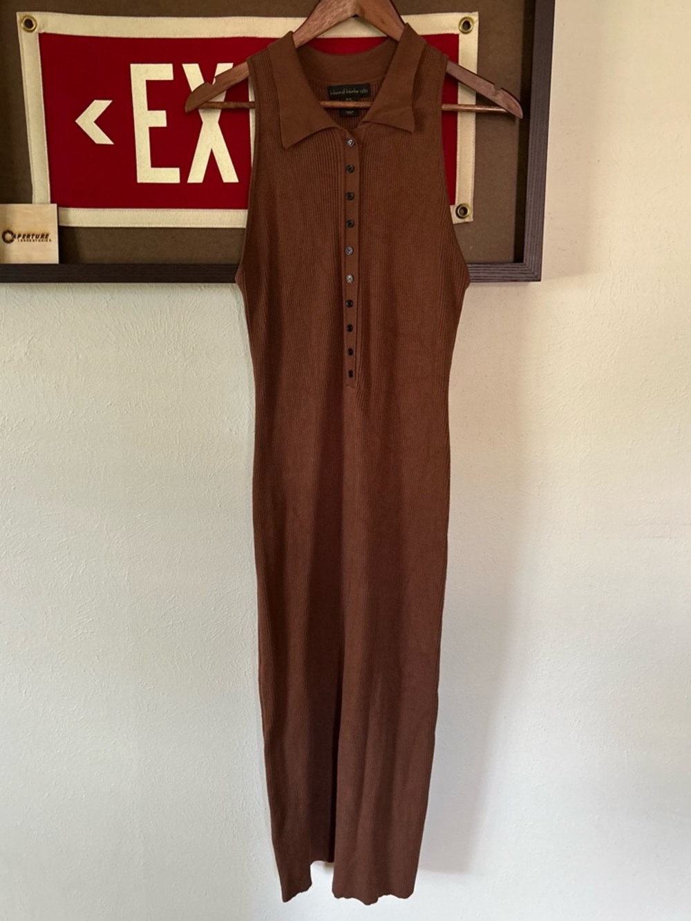 House of Harlow 1960 Sleeveless Collared Maxi Dress in Brown